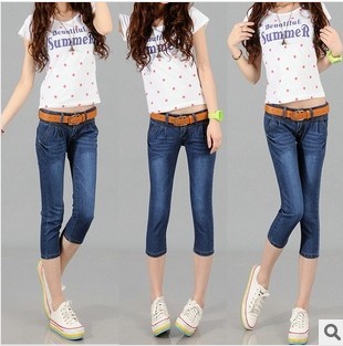 7七分裤夏装2014新款牛仔<em>马裤女生</em>初中高中大