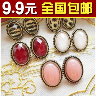 0081欧美外贸饰品批发厂家 性感小复古 超值椭圆豹纹小耳钉满包邮