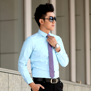  时尚鸟 牛津纺长袖衬衫男长袖商务衬衣长袖衬衫男修身秋装