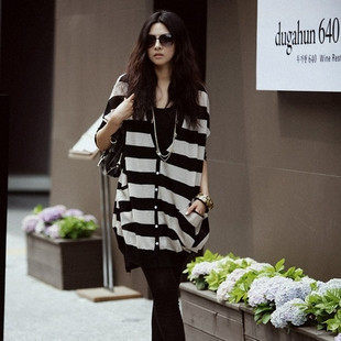 马甲,条纹<em>开衫针织衫外套配</em>背心裙 两件套,欧美