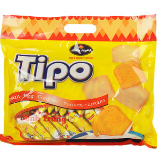  进口零食品 正宗越南tipo白面包干 tipo白巧克力鸡蛋味面包干300g