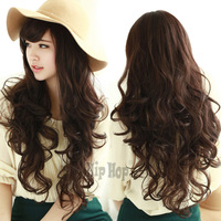 热卖假发梨花头斜刘海中长内卷假发长卷蓬松女