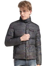 马克华菲正品男装时尚修身迷彩图案羽绒服短款7114015714