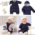 直降10元居氏859 日单双面穿外套爬服帽子脚套四件套