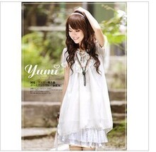 2012韩版春夏女装新款百搭U领荷叶边气质淑女短袖连衣裙雪纺裙女