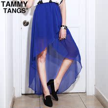 淘宝网Tammy Tangs 2012夏季zara高腰雪纺不规则开叉半身裙子 半身长裙