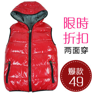 11秋冬女款新品 韩版亮面 羽绒马甲\羽