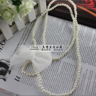  儿童项链*长款珍珠蝴蝶结项链/儿童配饰