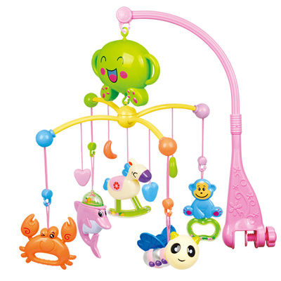 新生儿婴儿玩具0-1岁摇铃 小木马床铃音乐旋转宝宝床挂床头铃风铃