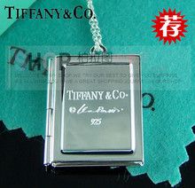 Tiffany plata de ley 925 rectangular marco collar de cajas de la joyería de regalo