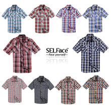 SELFace炫风 10色男士格子短袖衬衫 特卖清仓C532