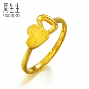  周生生黄金(足金)心相印戒指黄金戒指开口女戒真人秀34569R计价