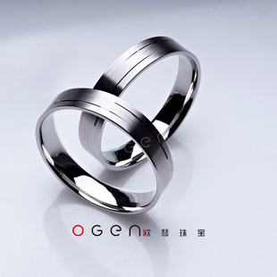  5钻【OGEN欧琴珠宝】铂金协会pt950铂金精品对戒指内弧周大福轨迹