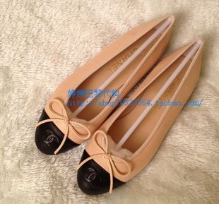 【巴黎代购直邮】CHANEL米色黑头芭蕾平底