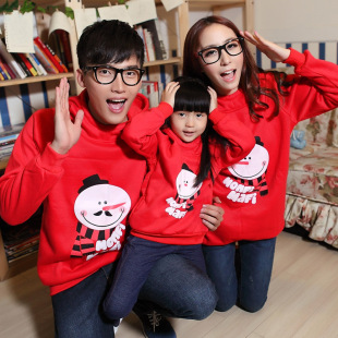  亲子装秋冬装全家装一家三口装雪人外套父子装母子装母女装父女装