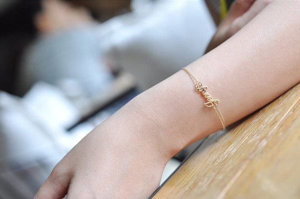 the republic of korea factory Customized 14K Gold Female models Name Bracelet 18K personality DIY double-deck Alphabet Ankletin the Jewelry/Diamond/Jade/Gold , K gold jewelry, Bracelets category - from Buy2taobao.com to provide professional Taobao agent buy service