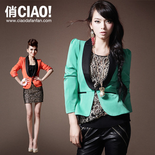  CIAO!俏 燕尾下摆女士修身小西装女款短外套 秋装糖果色休闲西服