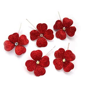  千色新娘 四叶草红色头花 韩式婚纱头饰品配饰结婚首饰 7色可选