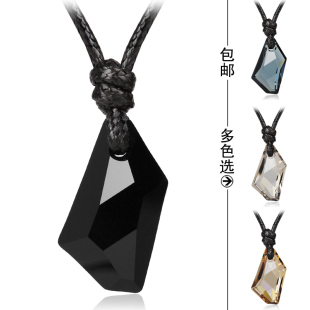  新款饰品 男士项链吊坠 男水晶项链 男 韩版 时尚挂坠 许愿石
