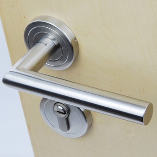 304不锈钢室内门锁 单开门双开门隐形门锁 直角圆管分体式执手锁