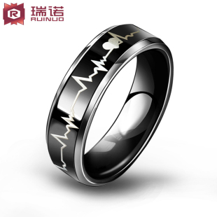  瑞诺 韩版时尚 钨金饰品 钨钢男士复古情侣戒指 生命情侣戒指指环