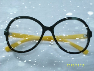 时尚黑框黄腿眼镜框架糖果色复古大框眼睛框无