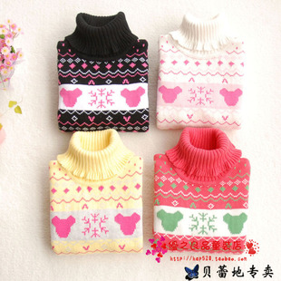  韩版童装女童秋冬装贝蕾地儿童女孩毛衣中大童高领针织衫厚款