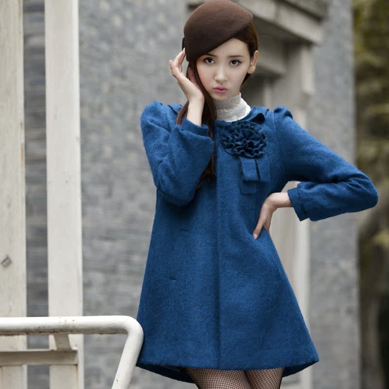 伊丝蒂娜 2012秋冬装新款女装韩版修身毛呢外