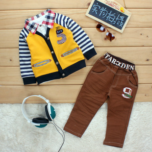  602婴儿童装 新款 学院风男童卫衣春款外套装 宝宝春装1-3岁