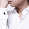 法式袖扣衬衫 反袖衬衣 叠袖修身衬衫 暗门襟礼服衬衫 送袖扣