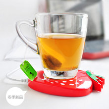 韩版可爱草莓USB造型保温碟/保温垫 保热垫 咖啡茶控最爱