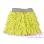 童装同步外贸松紧腰围黄绿色(黄绿色)儿童蕾丝裙半身裙短裙蓬蓬裙