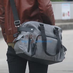  韩版三用男士包包 斜挎跨手提单肩男式包 学生男生休闲帆布旅行包