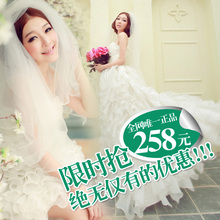 韩版韩式皇室公主新娘抹胸绑带花朵蕾丝婚纱礼服2012最新款2281