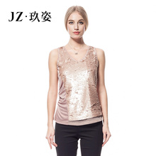 JZ玖姿女装 专柜正品2014春夏新款精致大气优雅典气质亮片背心图片