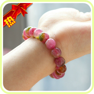  送爱人经典红绿双色西瓜水晶手链 碧玺手链顶级款旺爱情买一送三