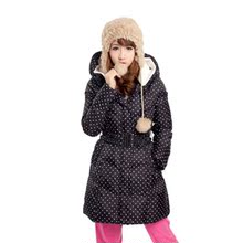 Tmall清仓季luxcity黑色波点圆点修身韩版中长款羽绒服新款正品