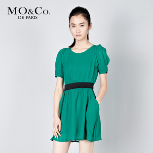 MO&Co. 摩安珂 春夏女装 M111SKT56 真丝短袖连衣裙