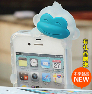  韩国iphone4S手机壳iphone4外壳 变脸趴趴猴子 硅胶套 情侣保护套