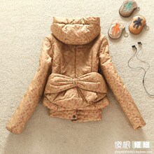 2012 新品春装新款短款带帽蝴蝶结棉衣和服修身女装外套棉服免邮