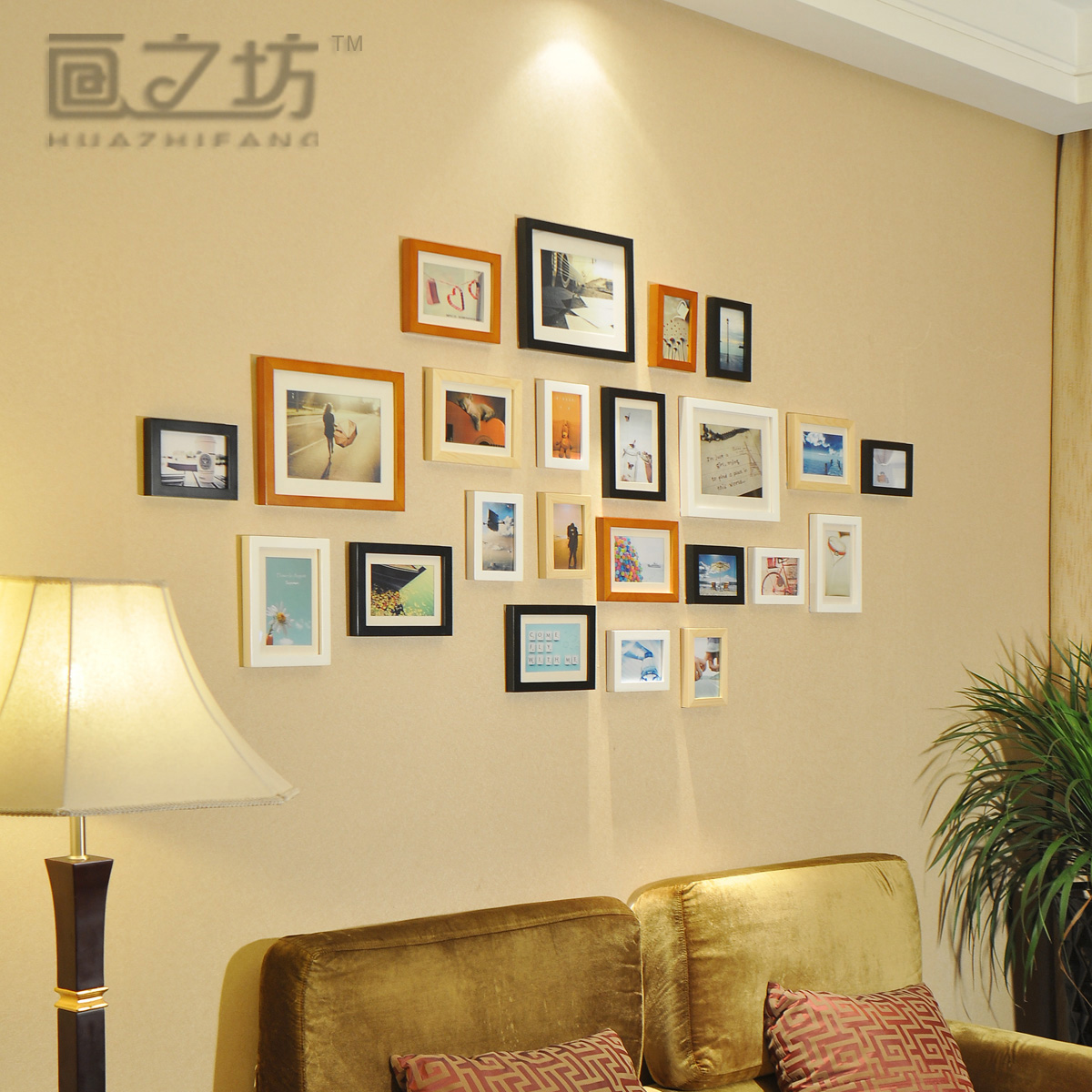 <em>照片墙</em>效果图 外国 艾美佳 木质 <em>12</em>框 异型 木质