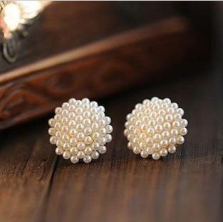 时尚淑女蘑菇珍珠耳钉...
