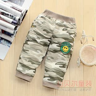  童装春装宝宝可开裆长裤外贸儿童休闲工装裤男童运动裤女童迷彩裤