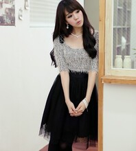 品牌女装2012春装新款冬天热销韩版甜美皮草蕾丝长袖打底连衣裙
