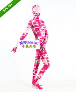 zentai粉红迷彩全包紧身衣连体服，塑身衣cosplay动漫舞台演出服
