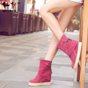  秋冬季新款雪地靴坡跟短靴女靴子流苏靴内增高女士马丁靴女鞋棉鞋