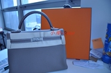 售出！ 爱马仕hermes kelly 32 etoupe深大象灰银扣包