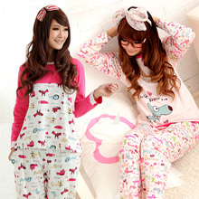 爱杰希hellokitty春秋居家服 家居服女冬加厚可爱睡衣女纯棉长袖
