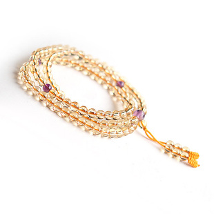  隆晶 开运旺财  巴西橘黄水晶圆珠108粒佛珠手链 正品吉祥物