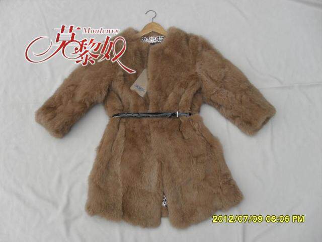 皮草外套特价清仓2012新款兔毛中长款兔毛皮草外套女皮草大衣